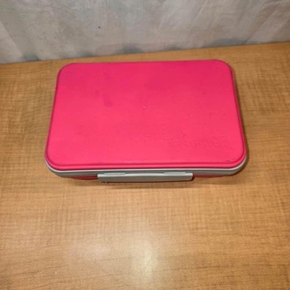 IT'S ACADEMIC Collapsible Pencil Pen‎ Case Box with Lid Flexi Storage Pink Gray